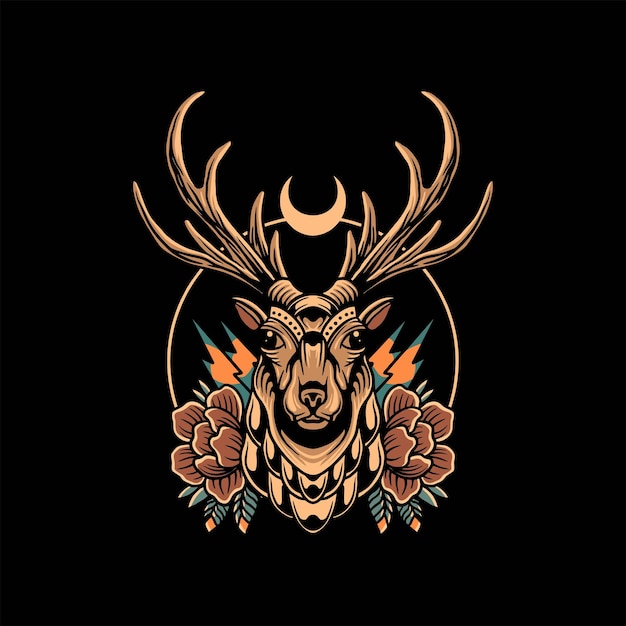 gold deer illustration vector design
