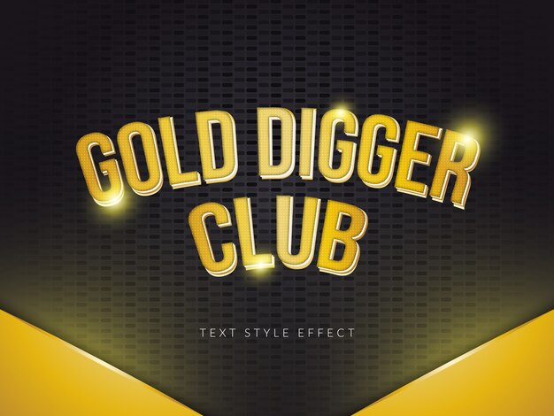 Oro digger text style effect con sfumatura dorata