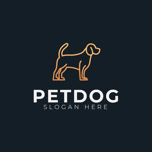 Gold dog logo for pet shop and veterinary clinic