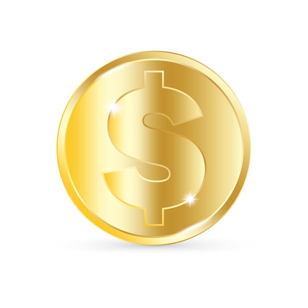 Золотые долларовые монеты Большой выигрыш Символ успеха Золотые пустые монеты Бизнес-концепция Изображение вектора
