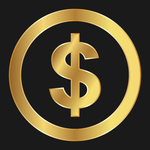 Vector gold dollar icon concept of web internet currency