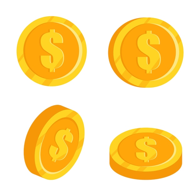 Vector gold dollar isolated coin symbol vector illustration