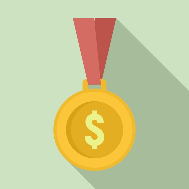 Gold dollar medal icon flat illustration of gold dollar medal vector icon for web design