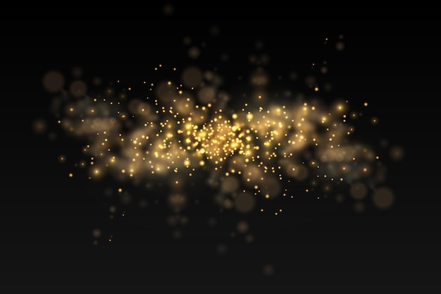 Gold dust particles bokeh christmas golden light effect sparkle yellow sparks star blur vector