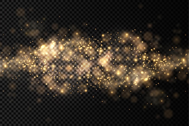 Vector gold dust particles bokeh christmas golden light effect sparkle yellow sparks star blur vector