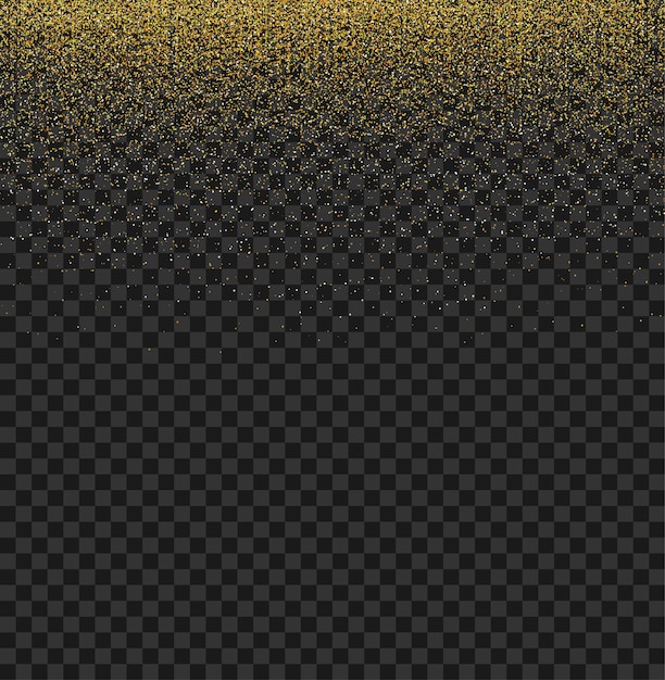 Vector gold dust particles gradient transparent glitter sparkle trail on black background