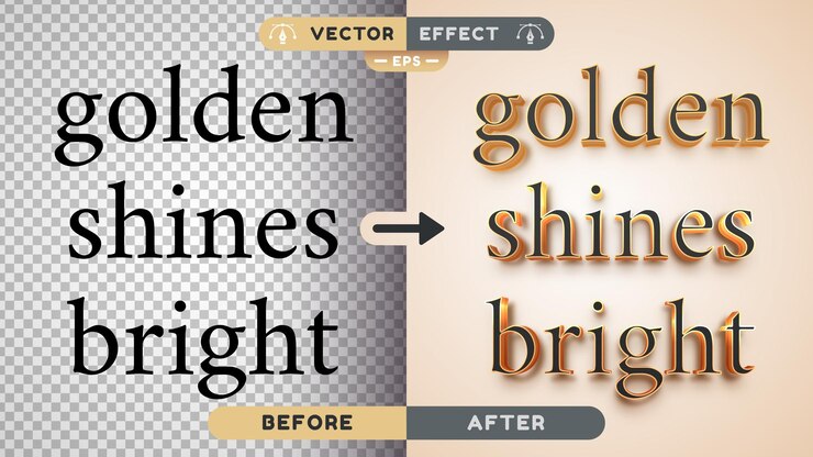 Vector gold editable text effect font style edit sign