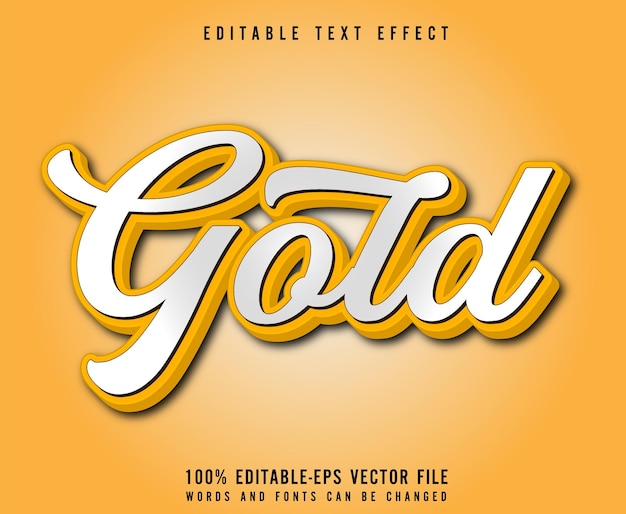 Gold editable text effect vector