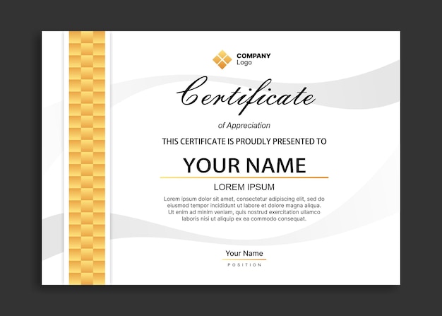 Gold eelegant and minimalist certificate template