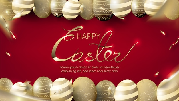 Vector gold eggs for happy easter template