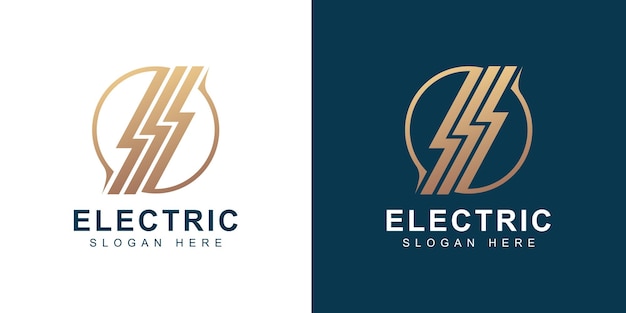 ゴールドの電気ロゴデザインテンプレート