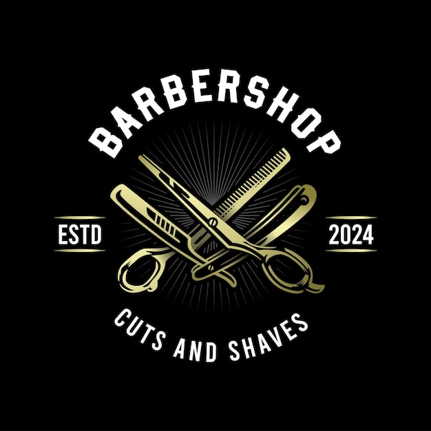 Vector gold elegant barbershop logo ontwerp template