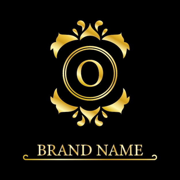 Gold Elegant letter O Graceful royal style Calligraphic beautiful logo Vintage drawn emblem