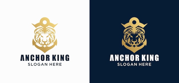 Gold elegant lion king animal logo lion logo vector illustration brand identity icon template