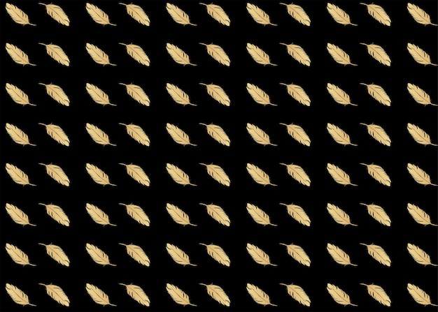 Gold feather pattern isolated black background