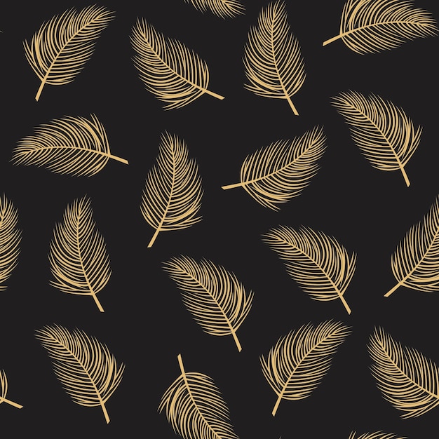 Gold feathers on a black background