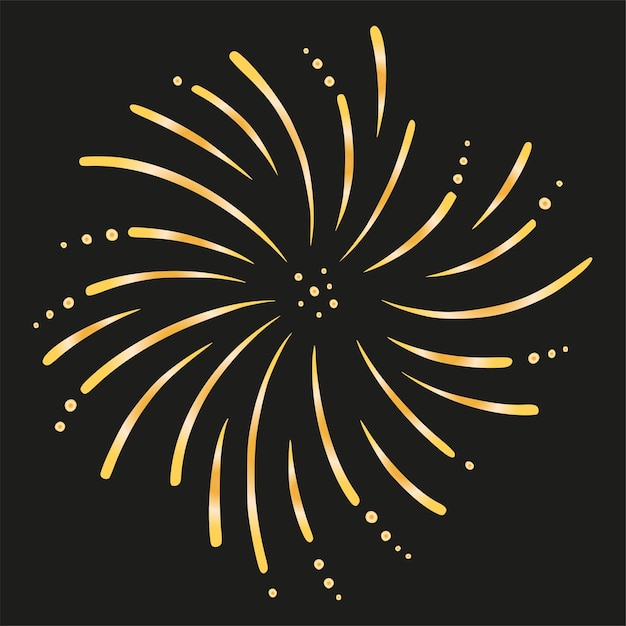 Vector gold firework or salute shiny foreworks for parties and celebrations vector illustration