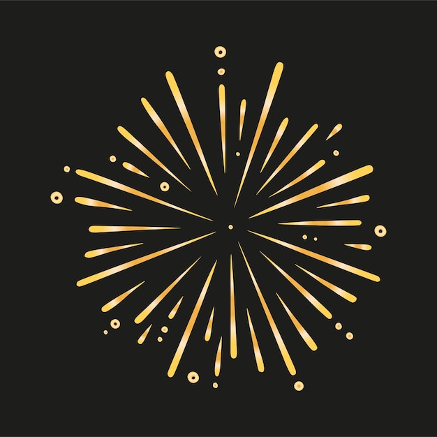 Vector gold firework or salute shiny foreworks for parties and celebrations vector illustration