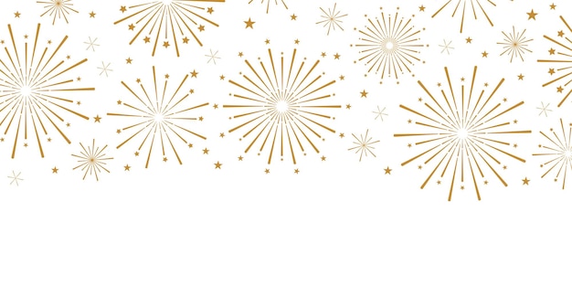 Vector gold firework vector background with stars elegant holiday banner