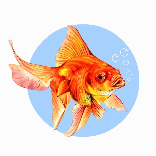 Vector gold fish with bubbles vector illustration