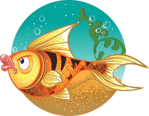 Vector gold fish with striped tiger