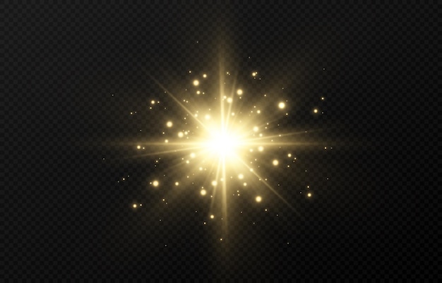 Gold flash of light with sparkles