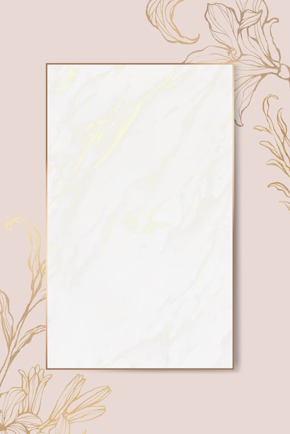 Vector gold floral frame on marble background vector