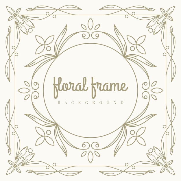 Gold floral frame template