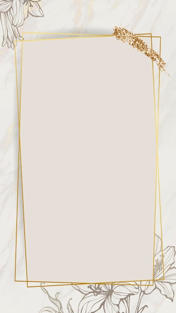 Vector gold floral frame with brush stoke  mobile phone wallpaper vector