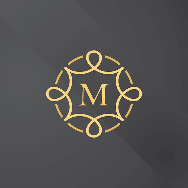 Золотая цветочная монограмма дизайн шаблона lineart логотип дизайн векторные иллюстрации