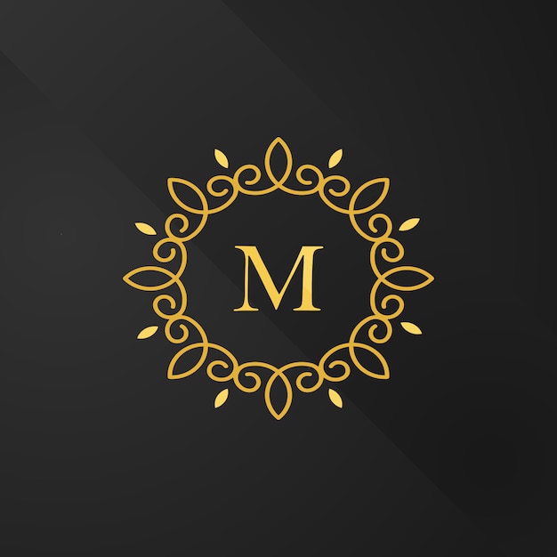 Gold floral monogram design template, lineart logo design