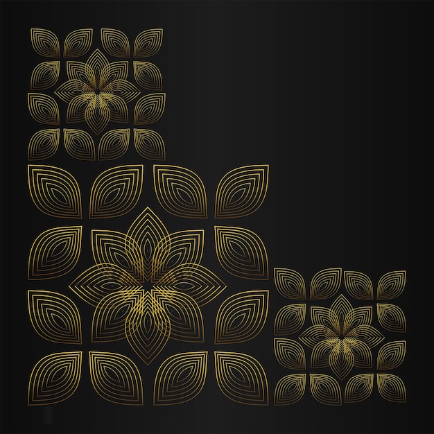 gold floral ornament design on black background