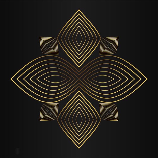 gold floral ornament design on black background