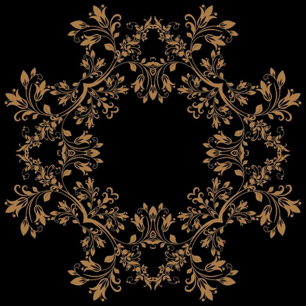 Gold floral pattern on a black background