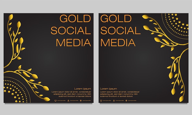 Vector gold floral social media post template design