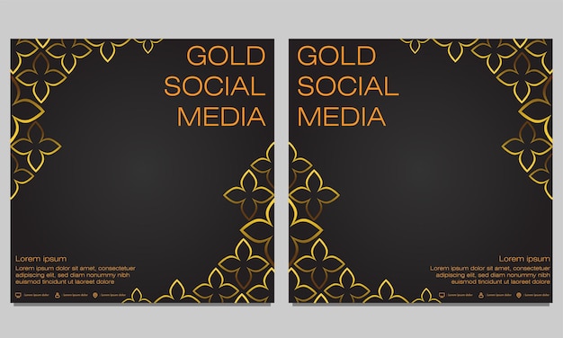 Gold floral social media post template design