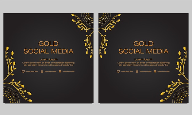 Gold floral social media post template design