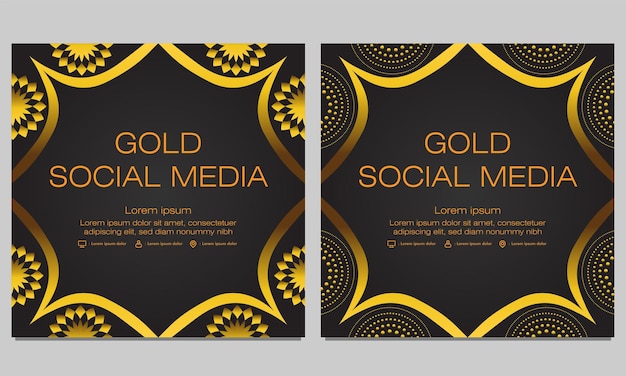 Gold floral social media post template design