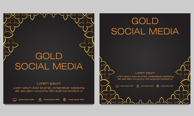 Gold floral social media post template design