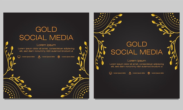 Gold floral social media post template design