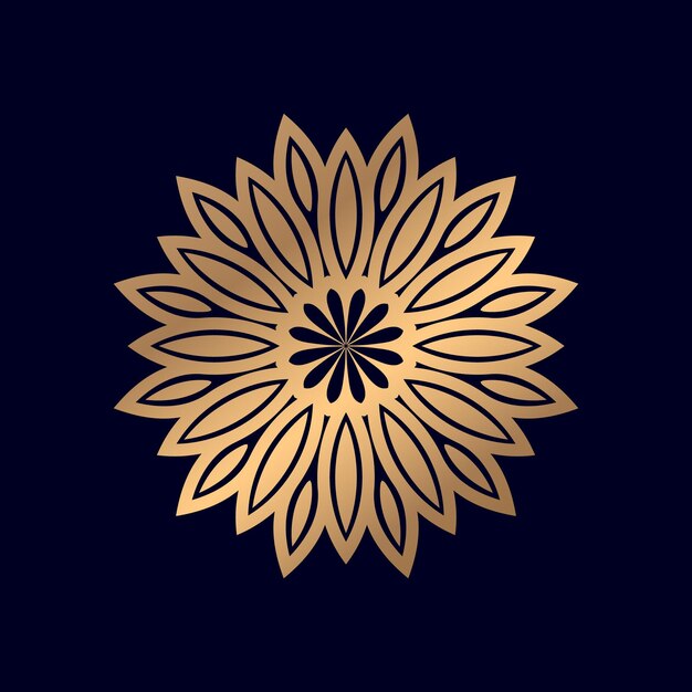 Gold flower on a dark blue background.