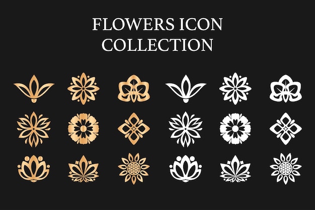 Gold flower icon elegant vector