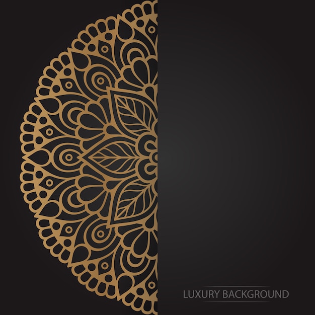 Gold flower mandala on dark background