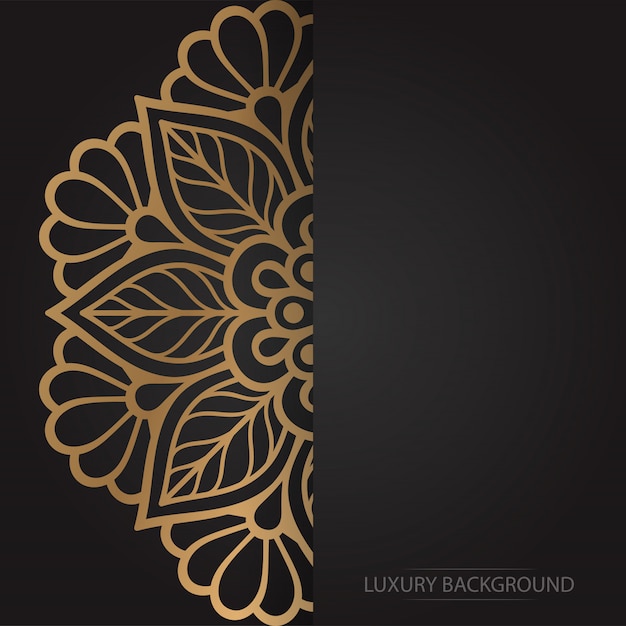 gold flower mandala on dark background