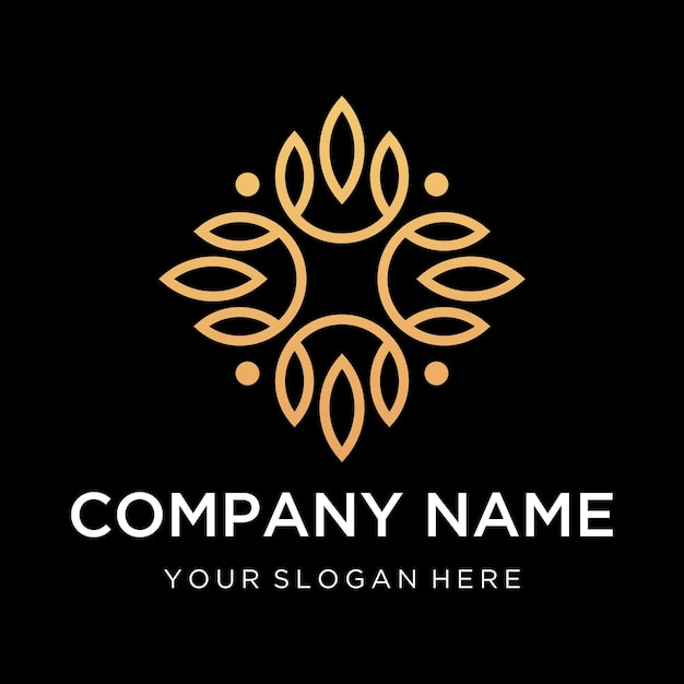 Gold Flower Ornament Premium Logo Vector