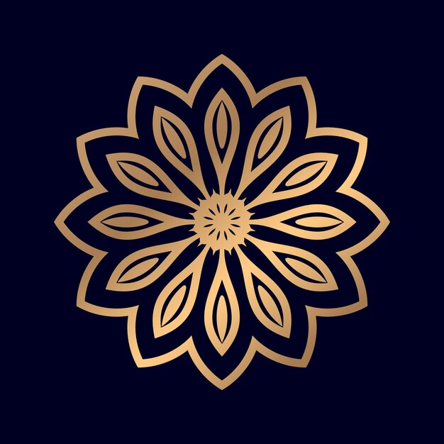 A gold flower with a black background