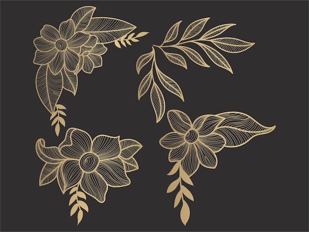 Vector gold flowers corner vector nature spring