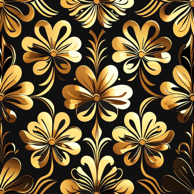 Gold foil floral pattern seamless