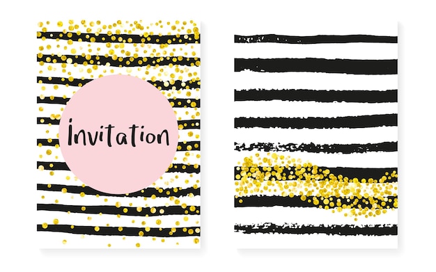 Gold Foil Template. Pink Branding Element. 14 February Stardust Set. Black Print. Stripe Glittery Design. Rose Premium Particle. Golden Polka Card. Stripe Gold Foil Template