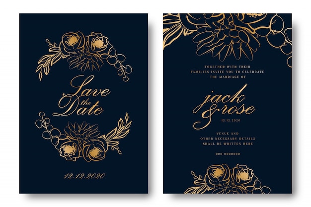 Gold foil wedding invitation card